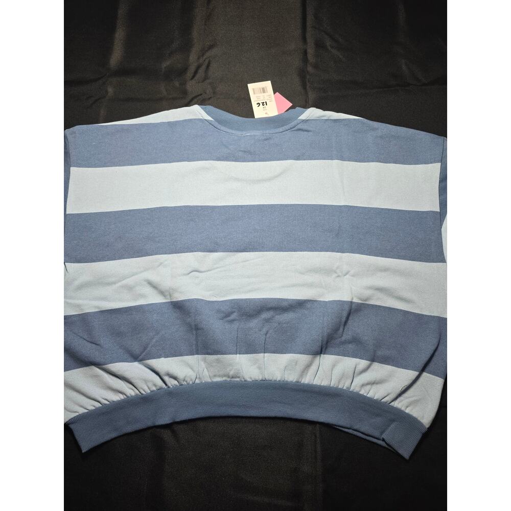 Strawberry Shortcake Blue Stripe Graphic Fleece Sweatshirt Pullover - Picture 4 of 6